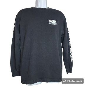Vans Off The Wall T-Shirt, Men Med, Black W/Logo on Front, Logo Down Arms, EUC